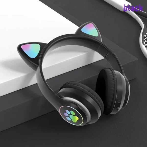Fone Bluetooth Orelha De Gatinho Gato 5.0 Com Led Headphone - Imagem 2